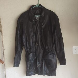 Classic Black Leather Military Jacket